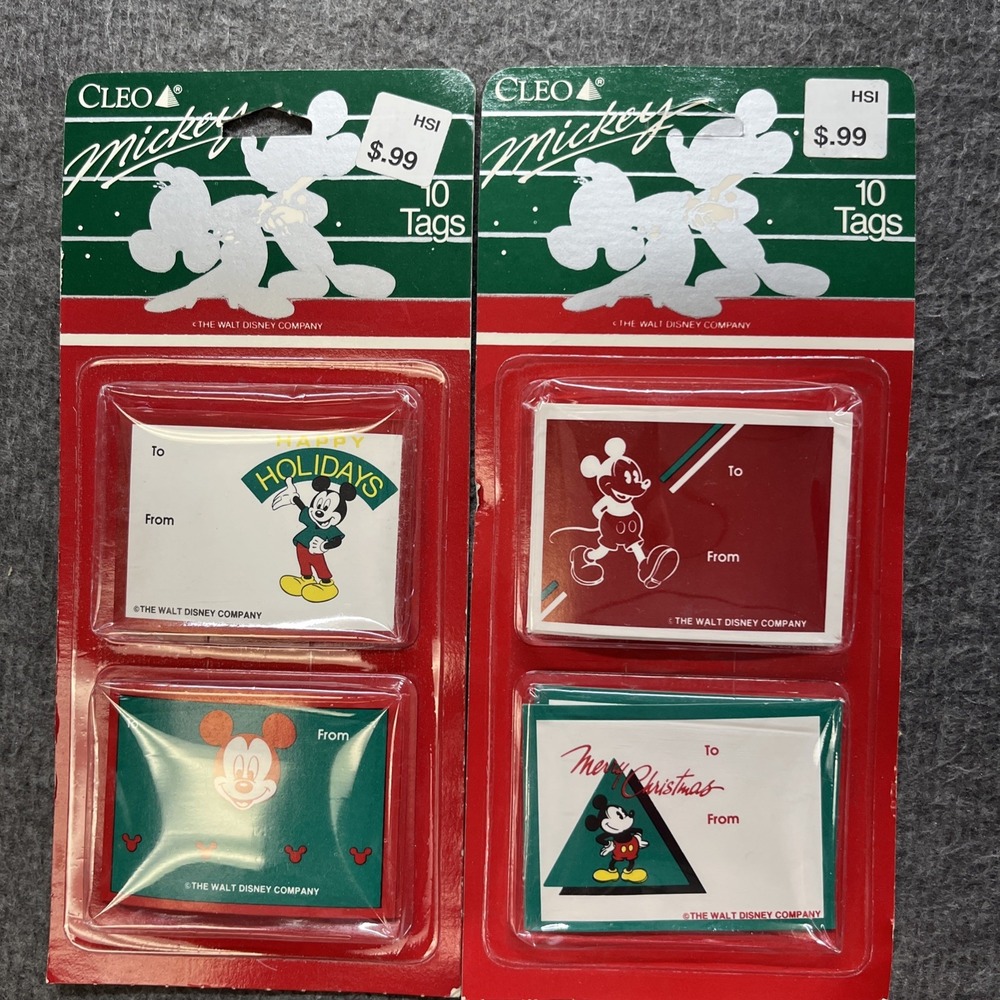 Vintage Cleo Walt Disney Christmas Gift‎ Tags Mickey Minnie Mouse Sealed USA